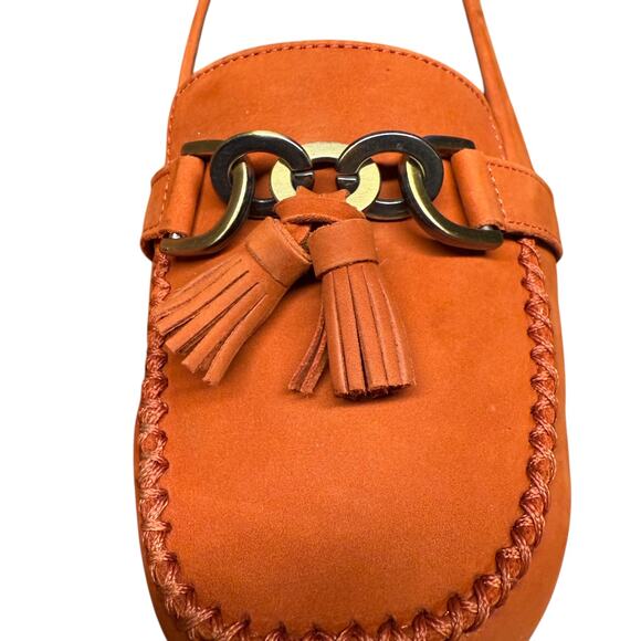 AEROSOLES Stitch'N Turn 11W Burnt Orange Suede Loafers Tassel Casual Comfort - Picture 9 of 12